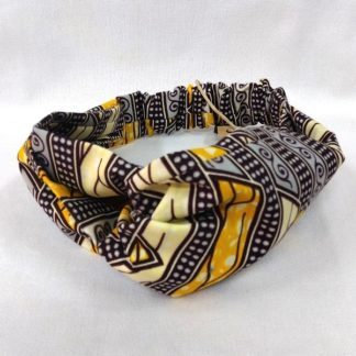 <span style="color: #ff6347; font-style: bold;">【売切】</span><br>144<br>アフリカ布の<br>ヘアバンド<br>イエロー＆グレー