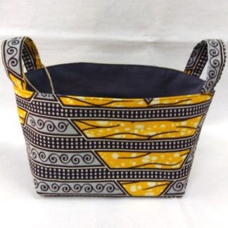 <span style="color: #ff6347; font-style: bold;">【売切】</span><br>293<br>アフリカ布で作った小物入れ(小)<br>イエロー&グレー