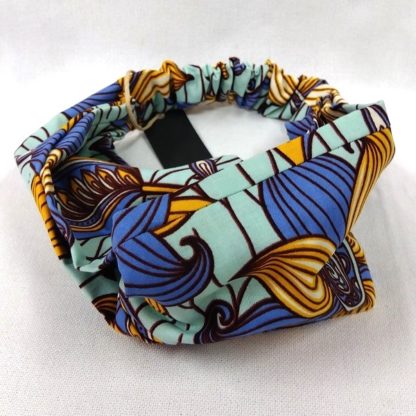 <span style="color: #ff6347; font-style: bold;">【売切】</span><br>139<br>アフリカ布の<br>ヘアバンド<br>ブルー＆イエロー